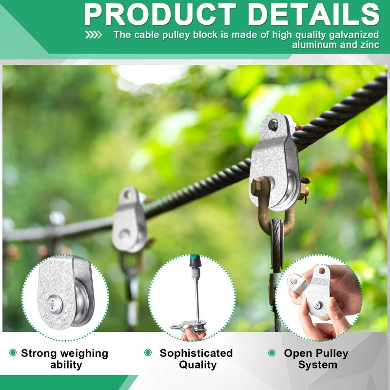 Yaocom 20 Pcs Small Single Pulley Block Wheel Bearing Inside Cable Rollers Single Snatch Cable Pulley Block Hanging Rope Accessories for 6mm/ 0.23 and 8mm/ 0.31'' Wire Rope, Load 70 Lb(2.7 x 1.3 Inch) - Image 3